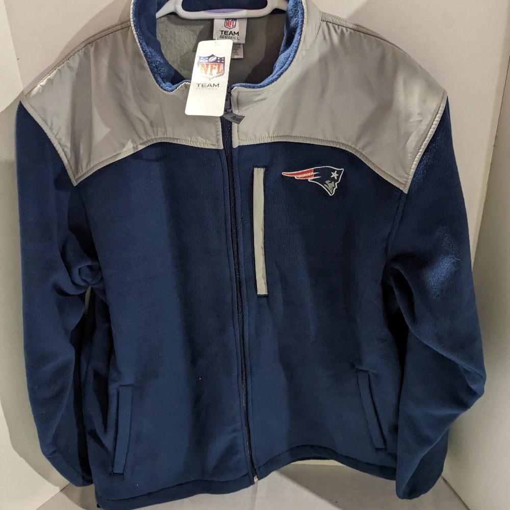 NWT New England Patriots authentic NFL zip jacket coat men's large blue Football